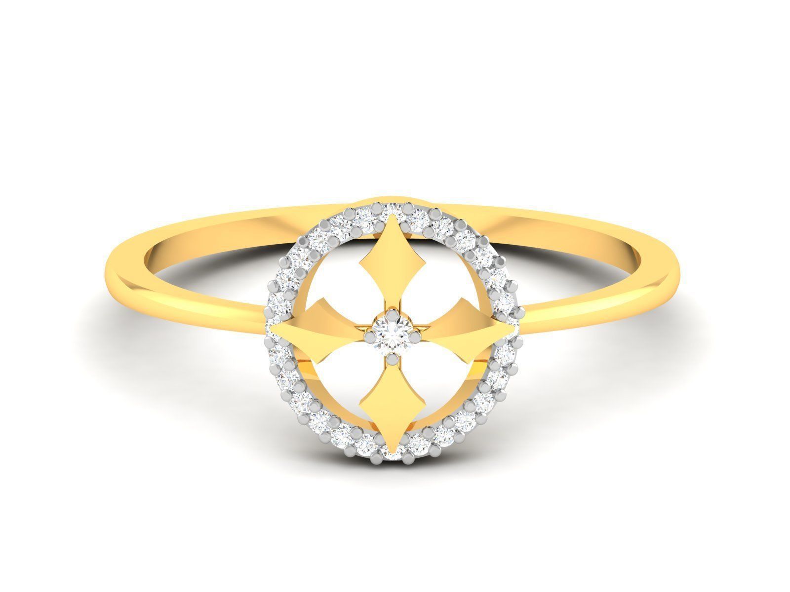 Ring-6154 orange diamond ring gold 3D print model_7