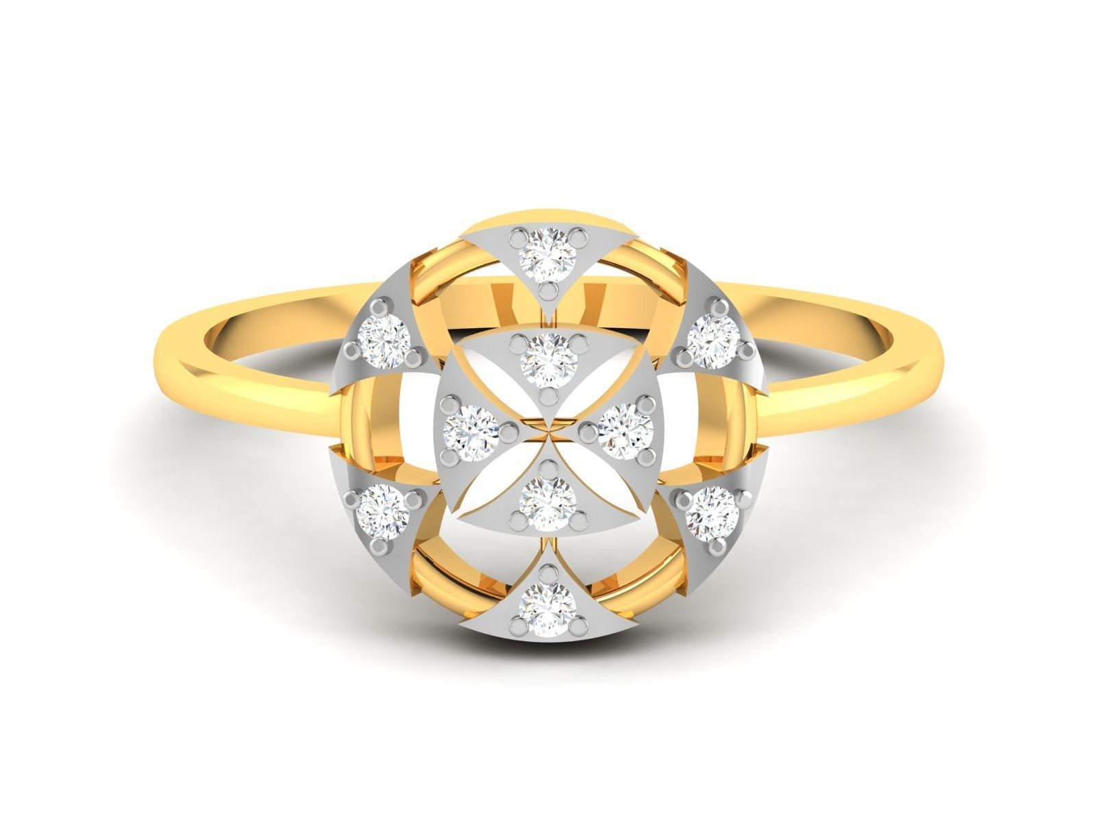Ring-6153 diamond ring gold with diamonds 3D print model_7