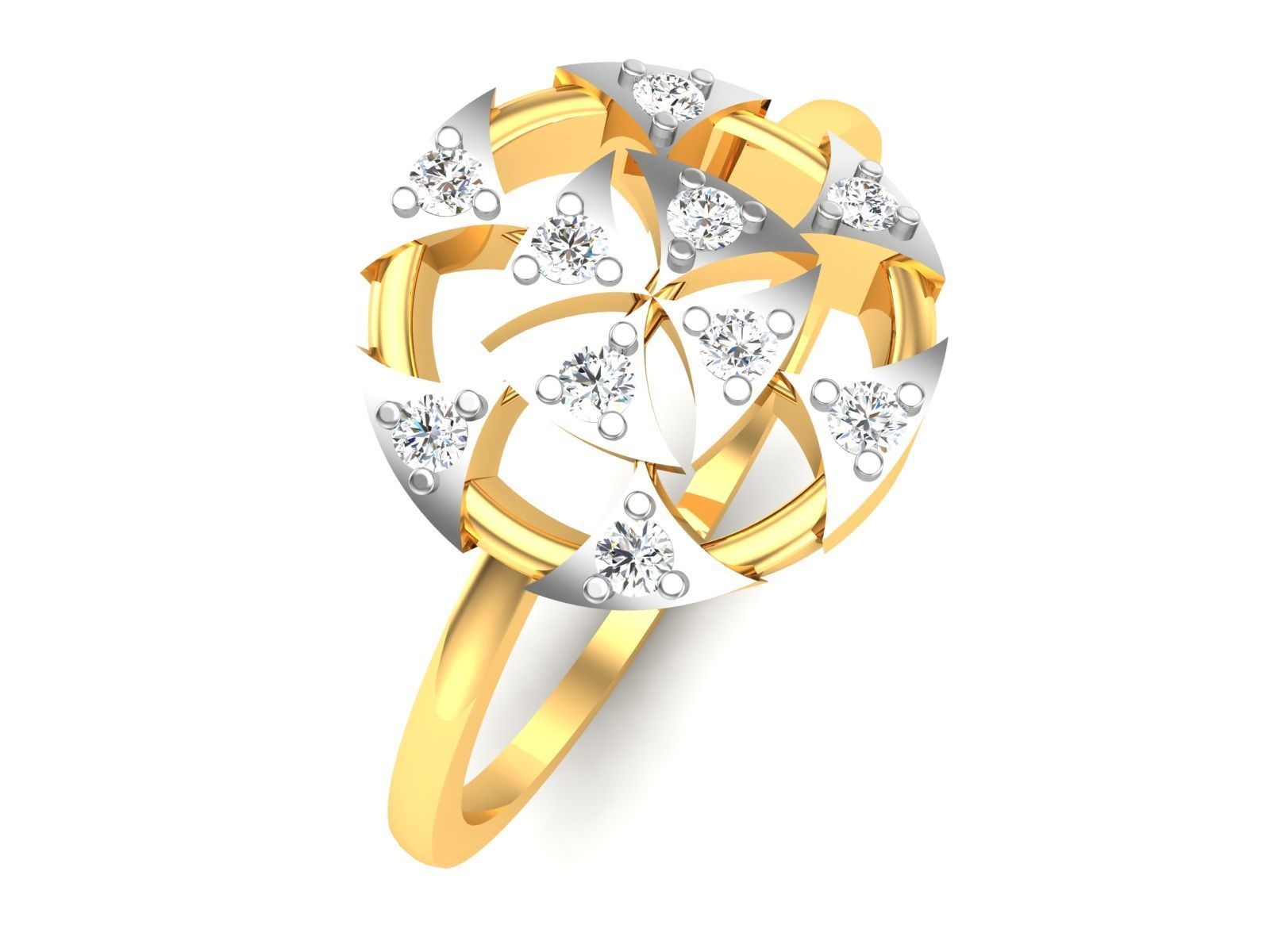 Ring-6153 diamond ring gold with diamonds 3D print model_1