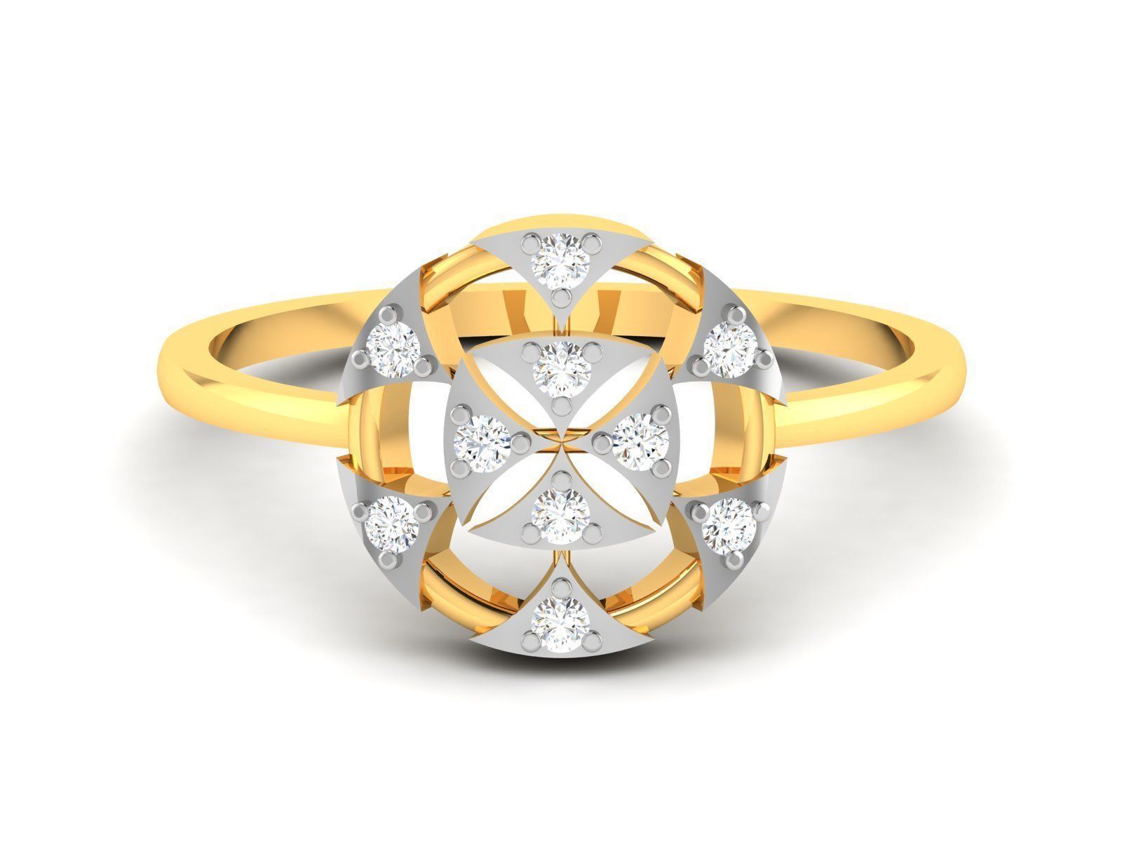 Ring-6153 diamond ring gold with diamonds 3D print model_6