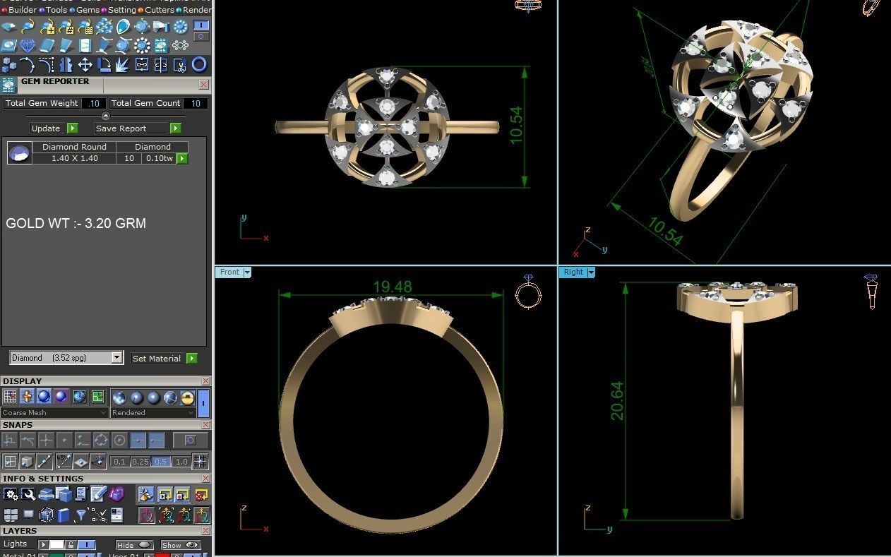 Ring-6153 diamond ring gold with diamonds 3D print model_8