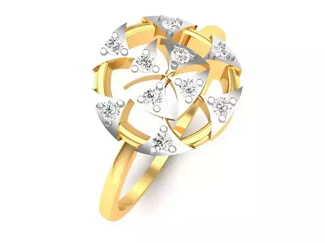 Ring-6153 diamond ring gold with diamonds 3D print model