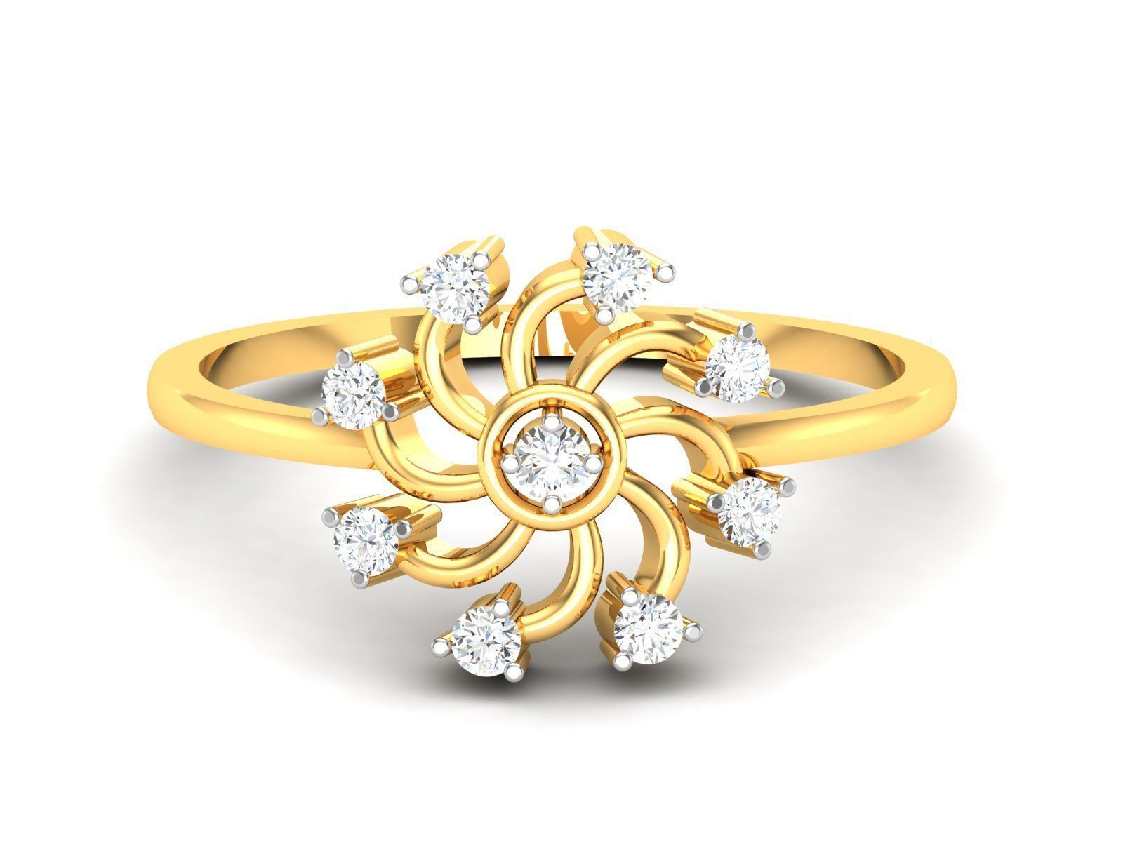 Ring-6152 diamond cluster ring gold 3D print model_6