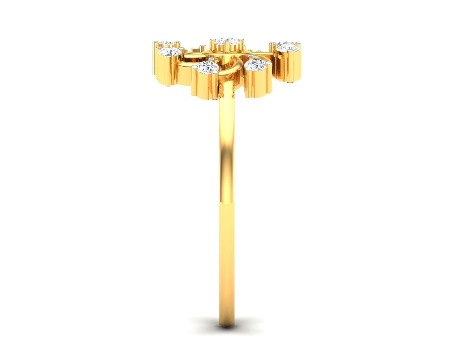 Ring-6152 diamond cluster ring gold 3D print model_4