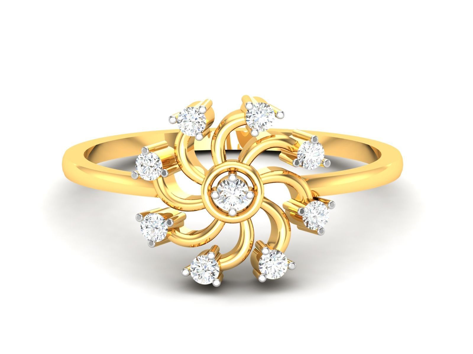 Ring-6152 diamond cluster ring gold 3D print model_7