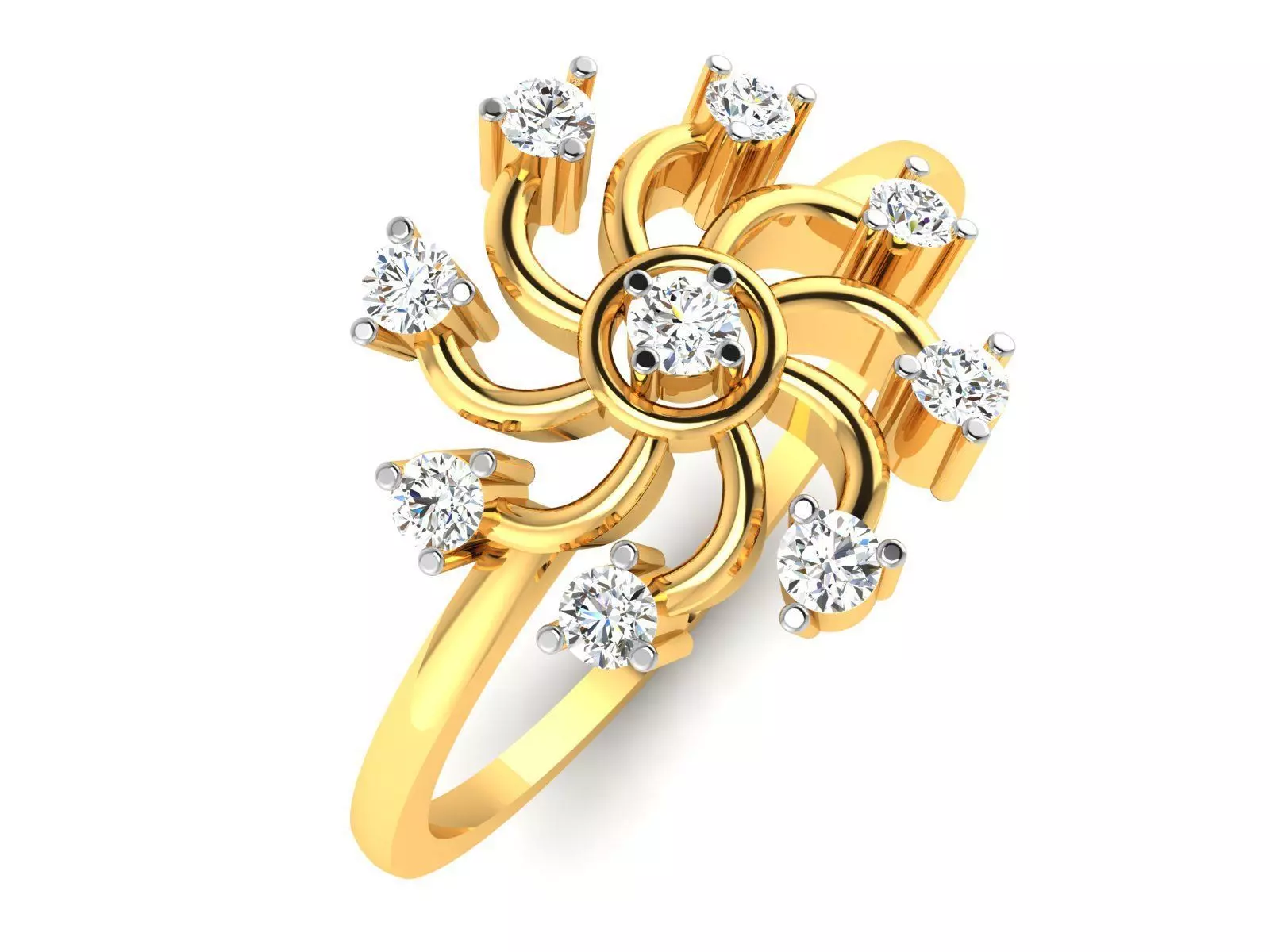 Ring-6152 diamond cluster ring gold 3D print model_0