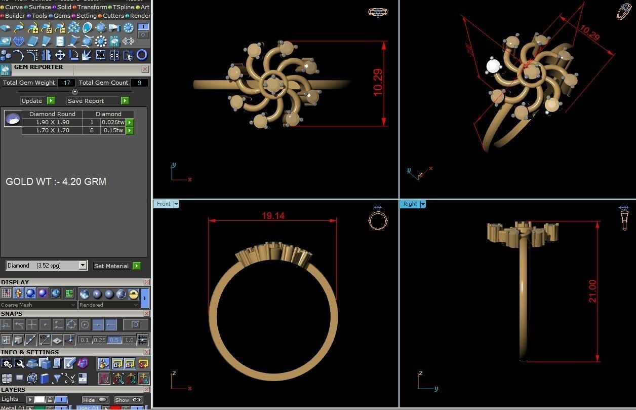 Ring-6152 diamond cluster ring gold 3D print model_8