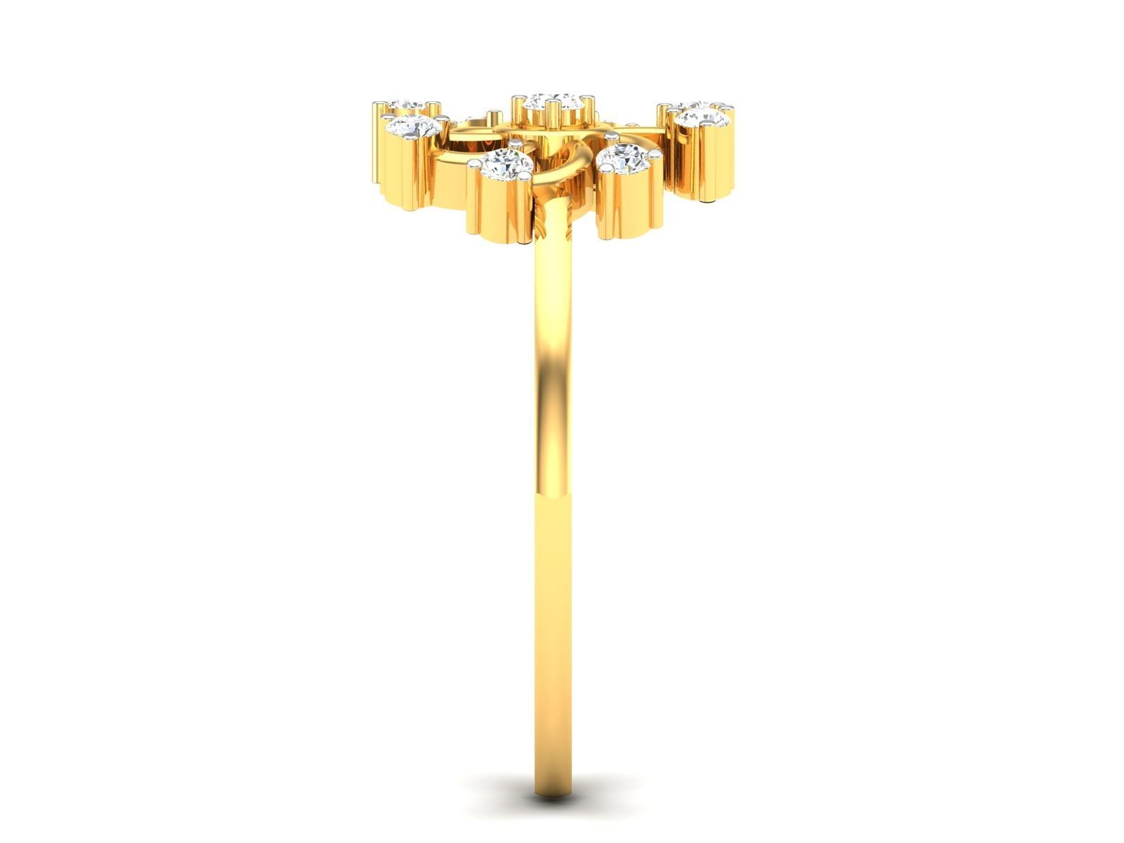 Ring-6152 diamond cluster ring gold 3D print model_5