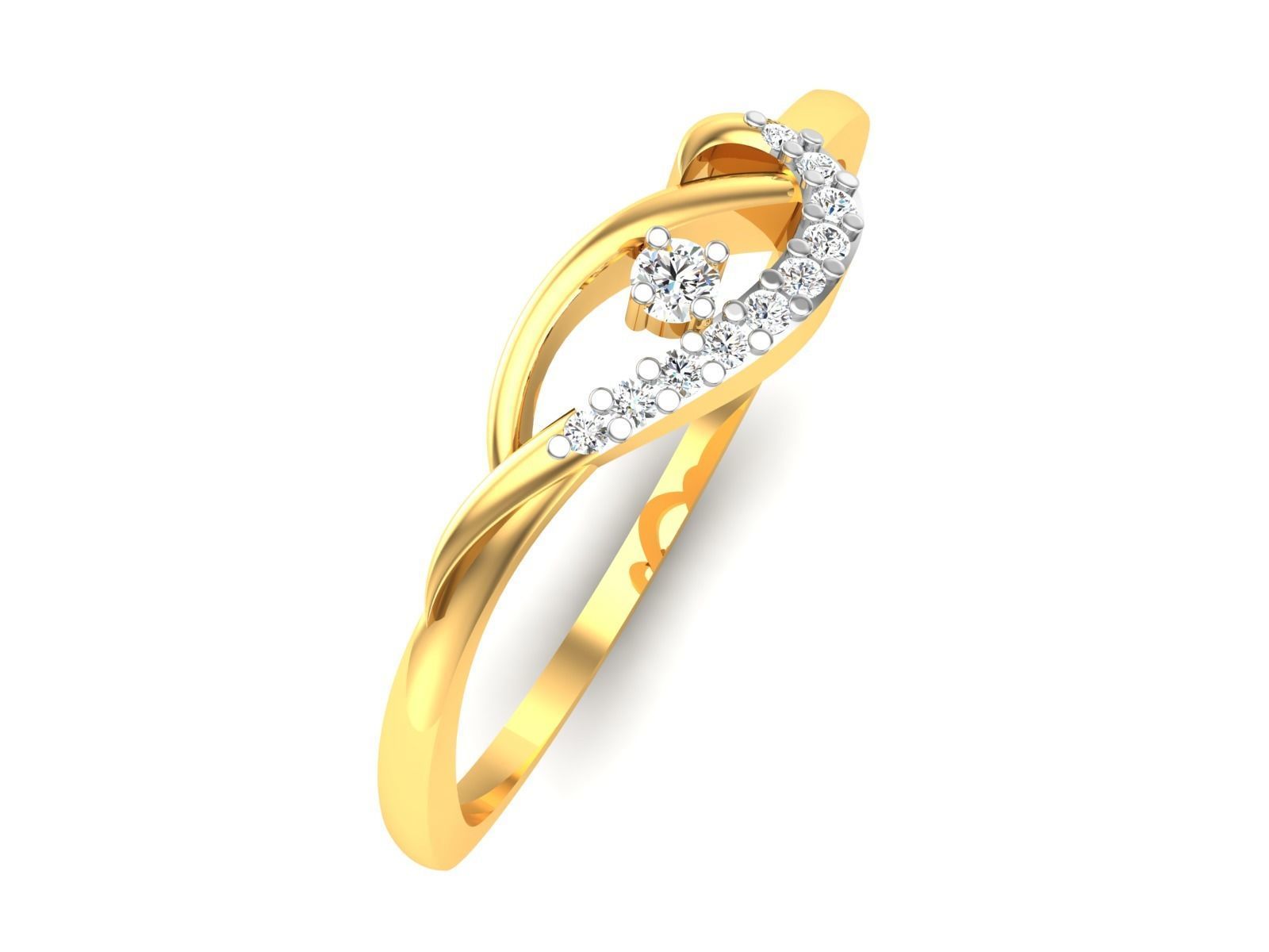 Ring-6151 elegant diamond ring gold 3D print model_1