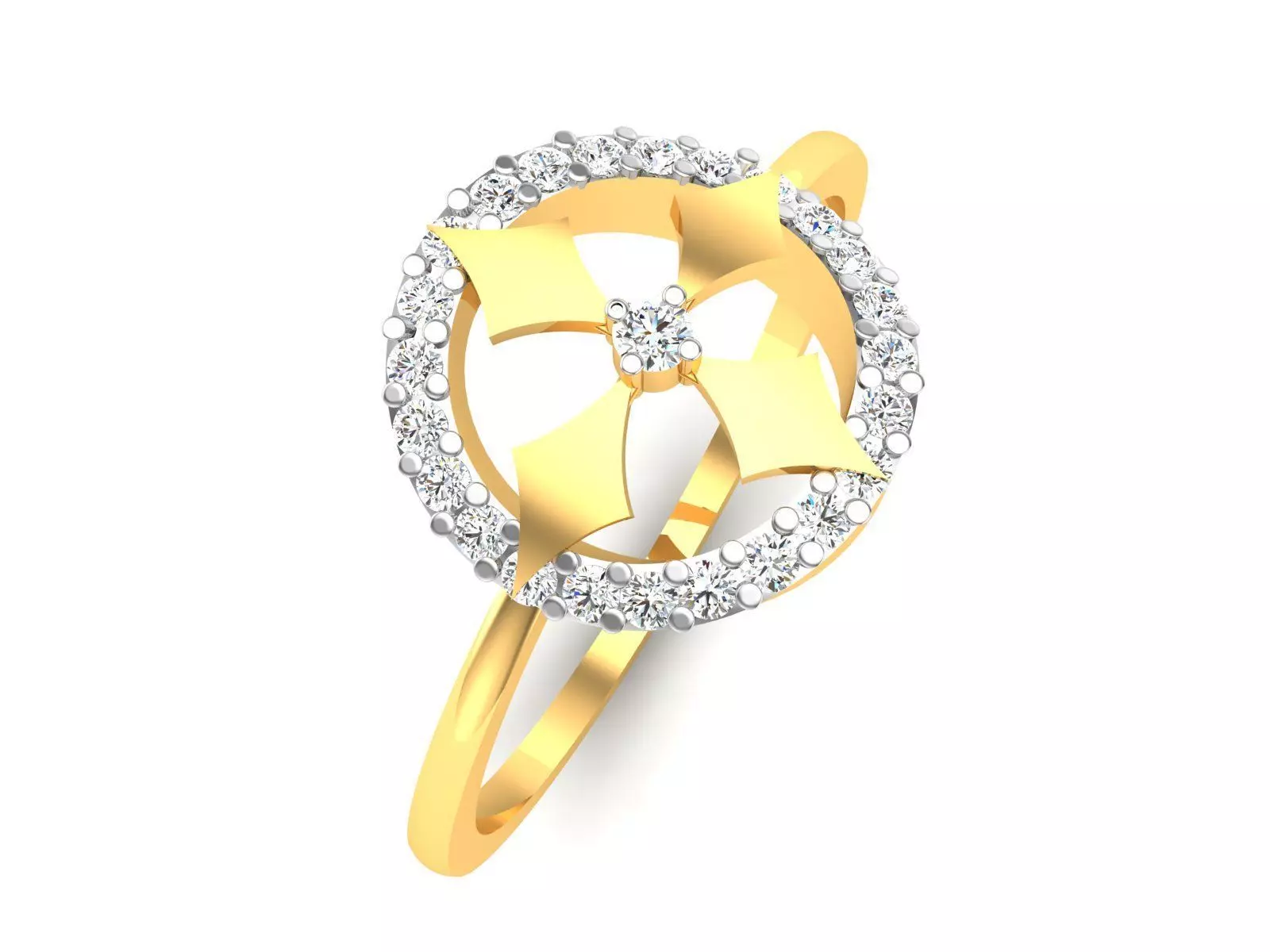 Ring-6145 diamond ring gold 3D print model_0