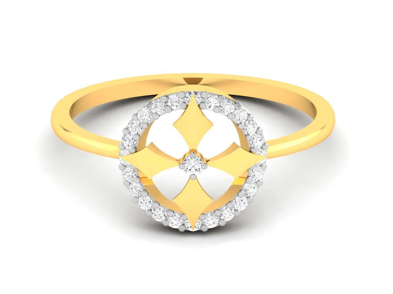 Ring-6145 diamond ring gold 3D print model_6