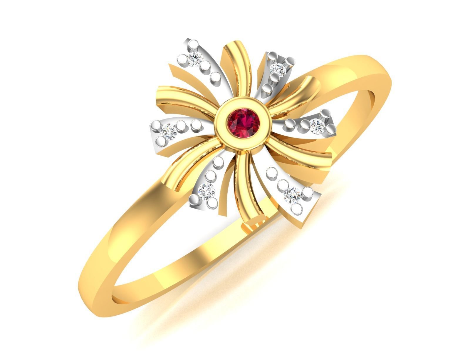 Ring-6140 person diamond ring gold 3D print model_1