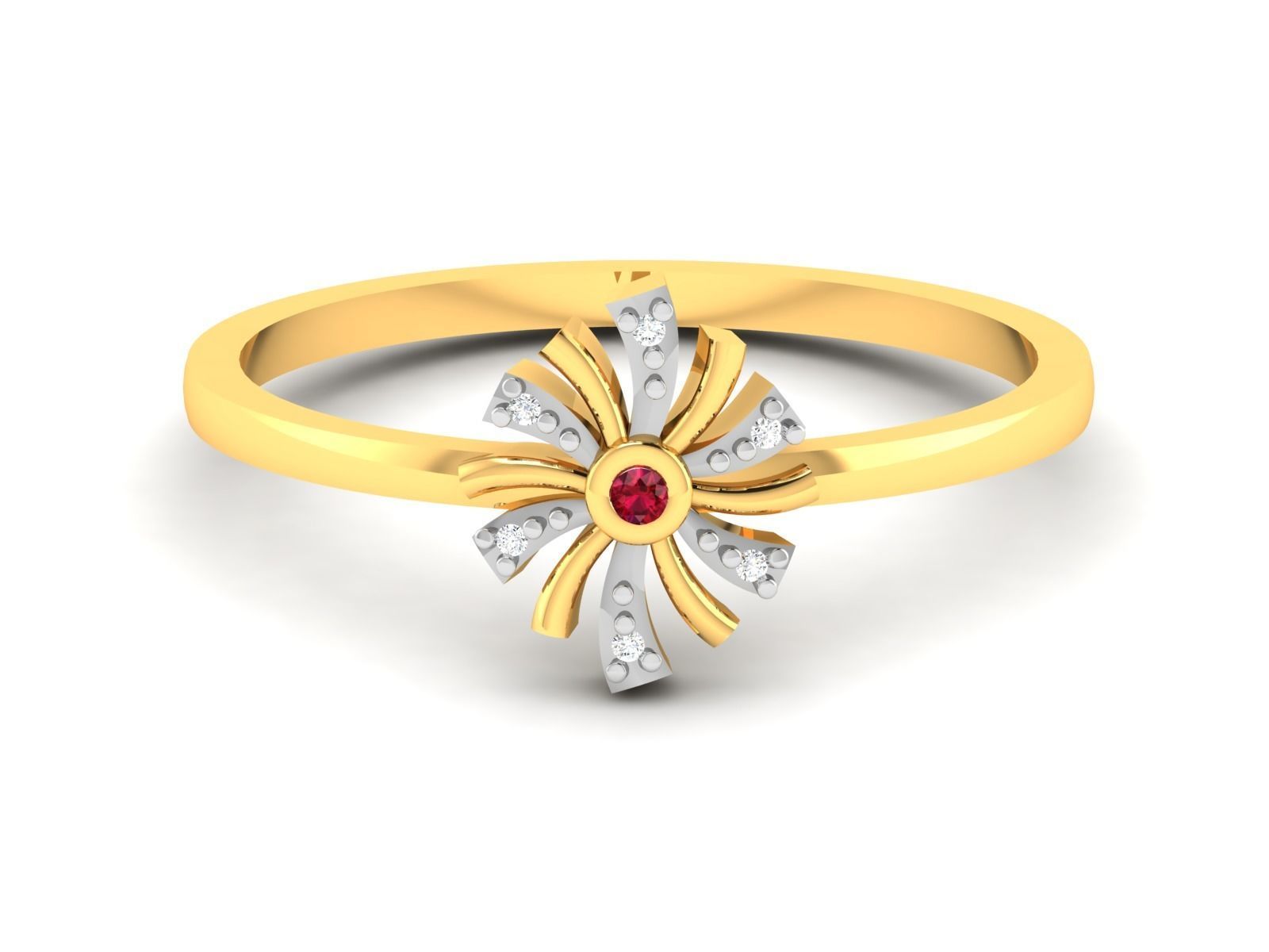 Ring-6140 person diamond ring gold 3D print model_8