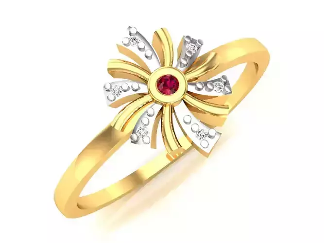 Ring-6140 person diamond ring gold 3D print model
