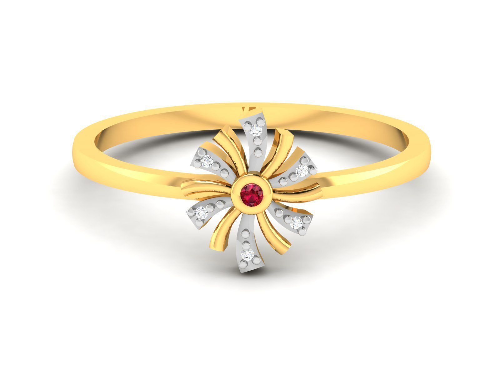 Ring-6140 person diamond ring gold 3D print model_7