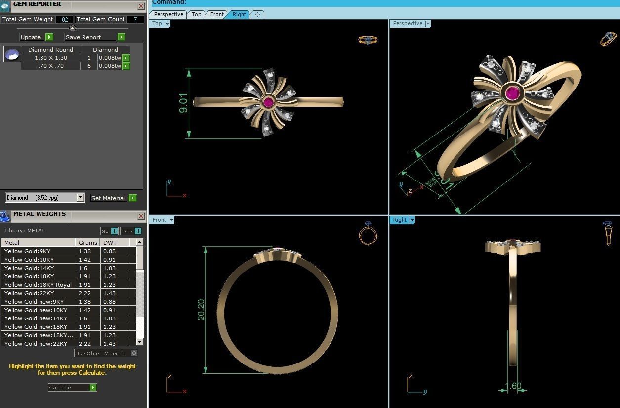 Ring-6140 person diamond ring gold 3D print model_4