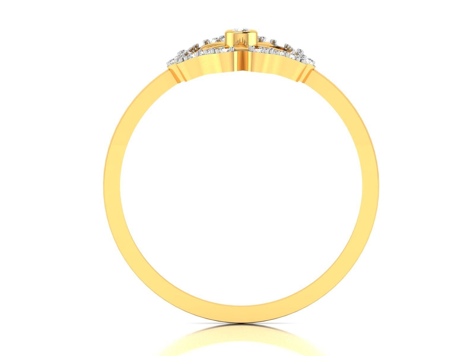 Ring-6135 gold flower ring with diamonds 3D print model_3