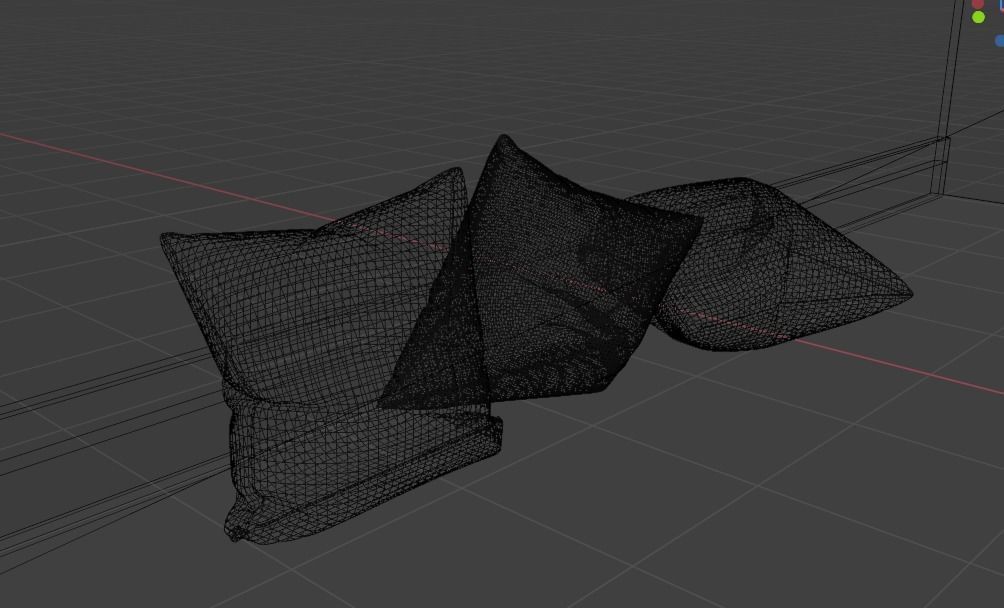 Pillow three pillows on table Free low-poly 3D model_4