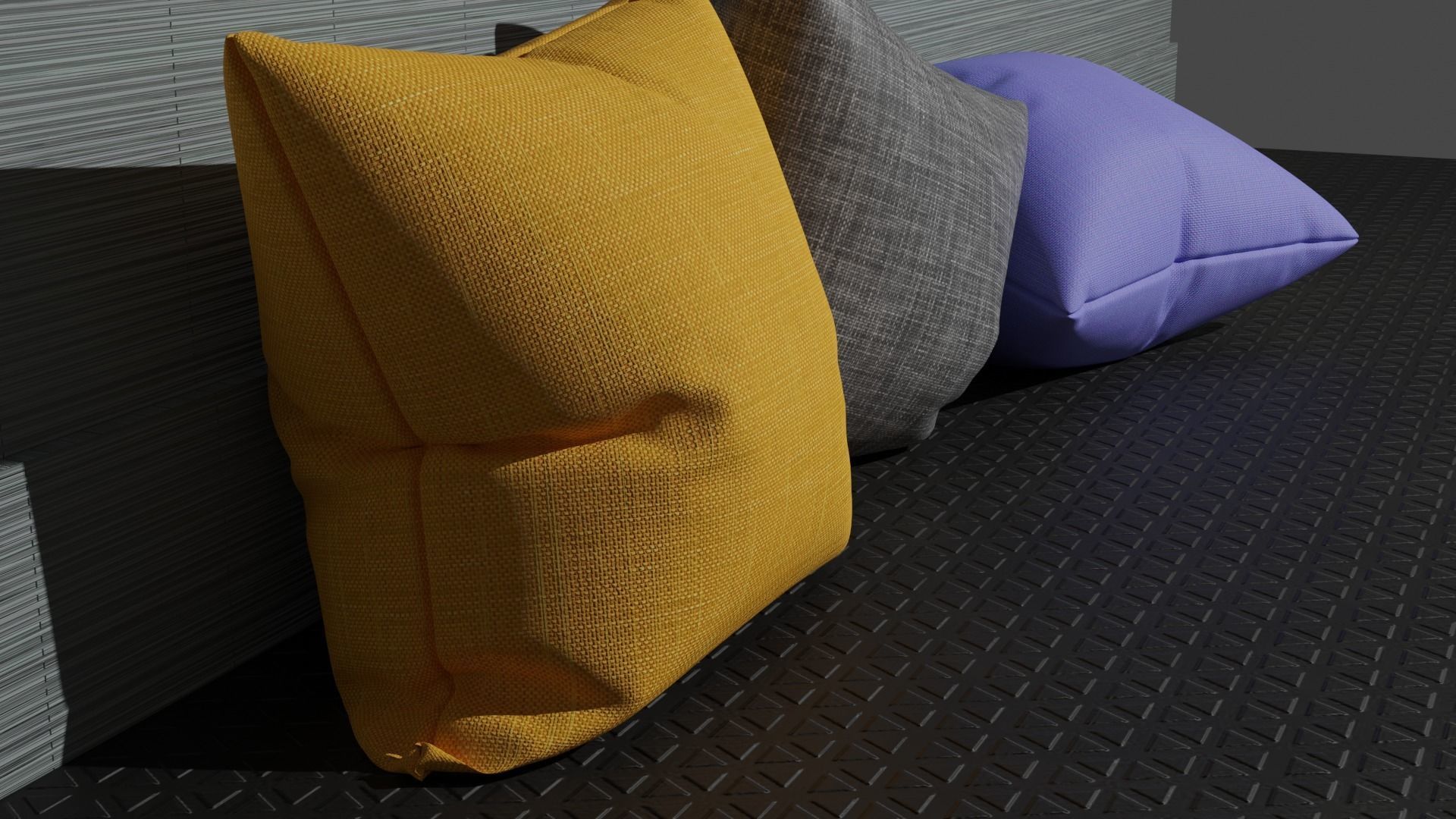 Pillow three pillows on table Free low-poly 3D model_1