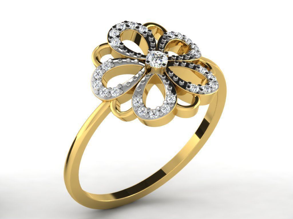 Ring-6130 flower ring with diamonds and rubies 3D print model_9