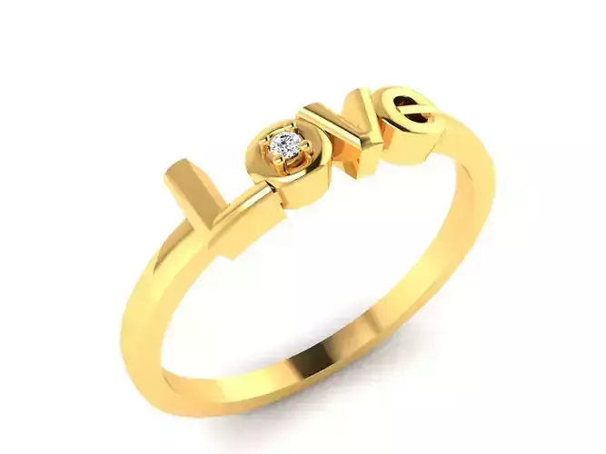 Ring-6124 love diamond ring gold 3D print model