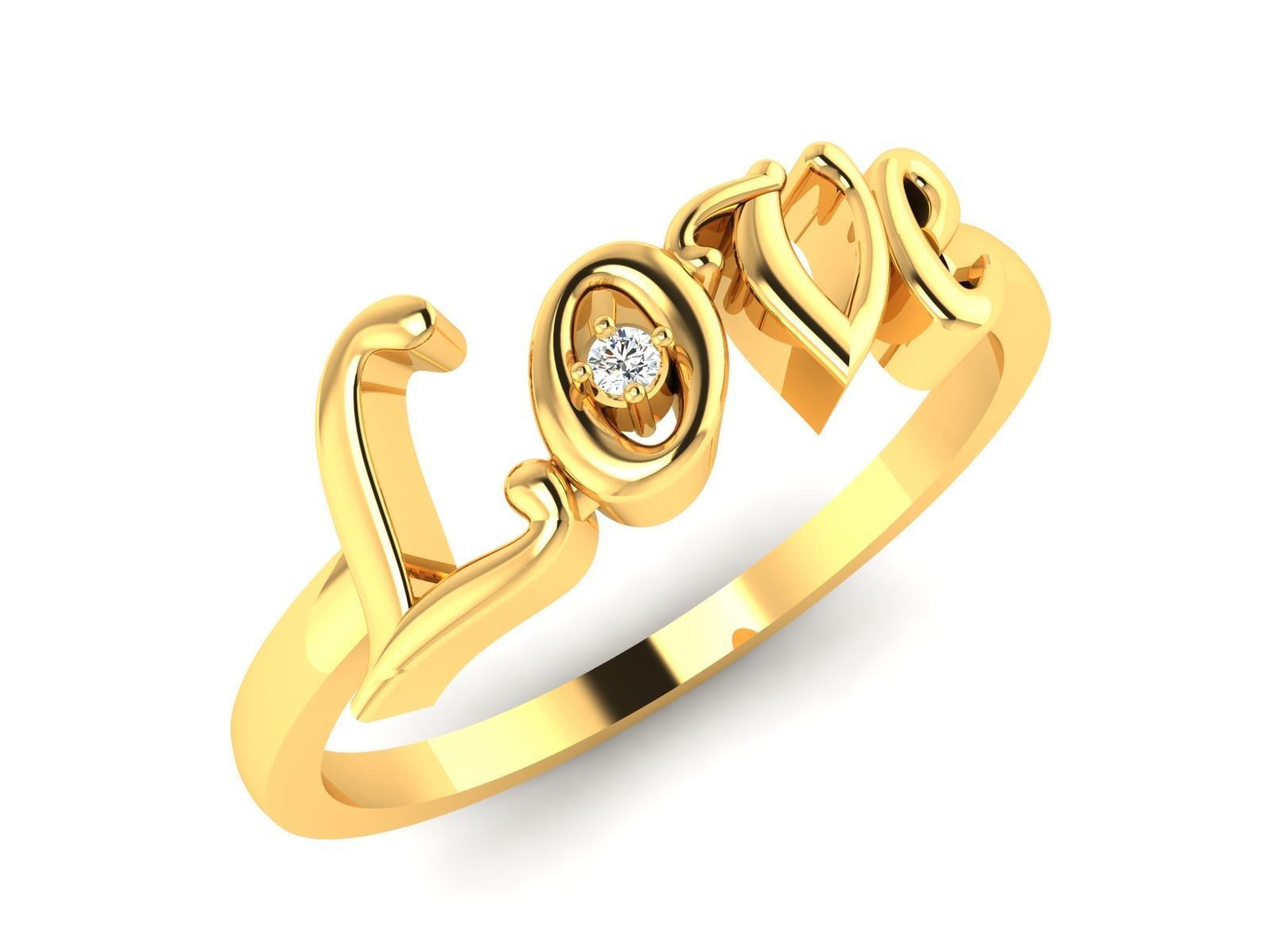 Ring-6123 gold ring with initial 3D print model_1