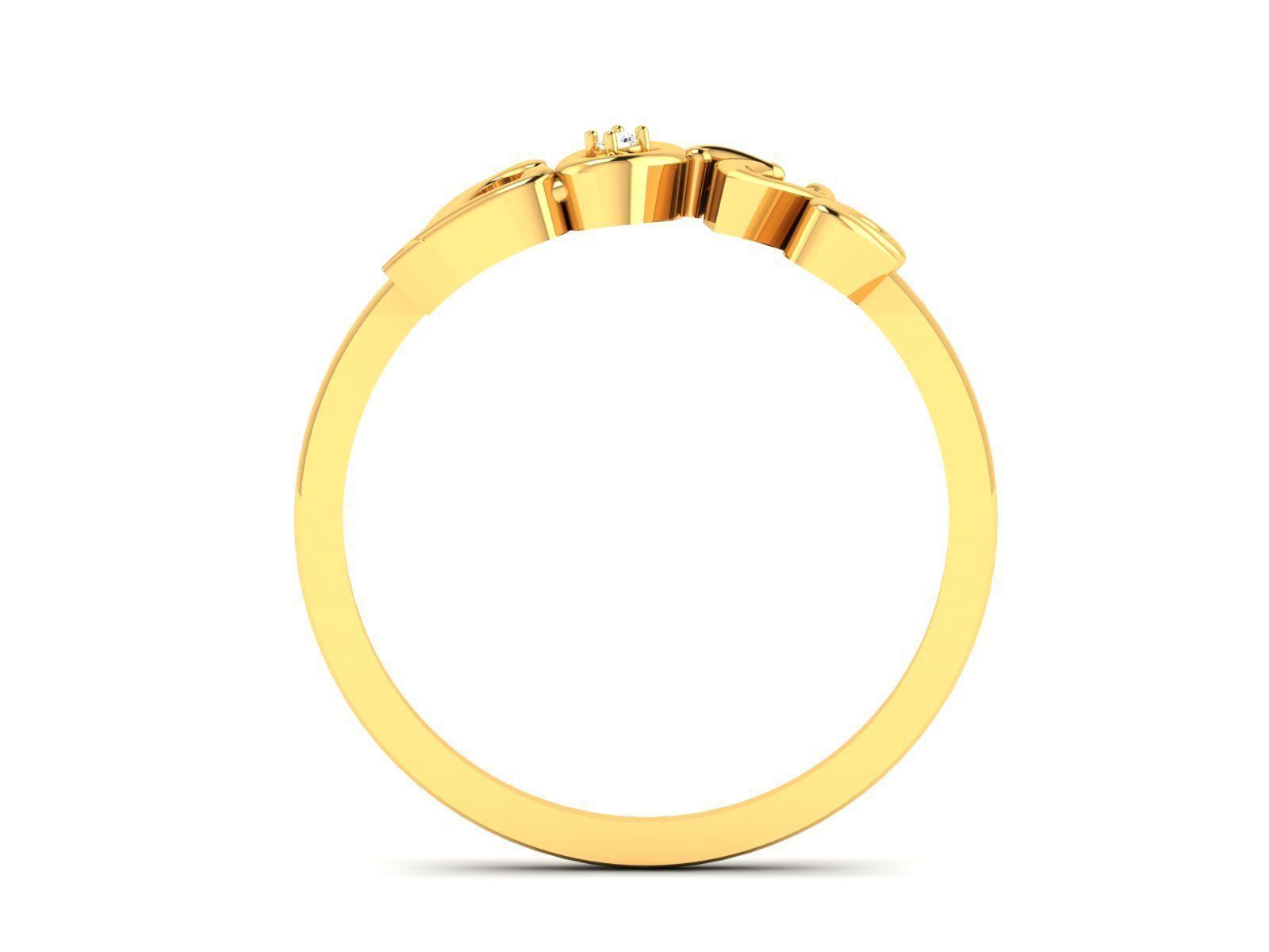 Ring-6123 gold ring with initial 3D print model_2