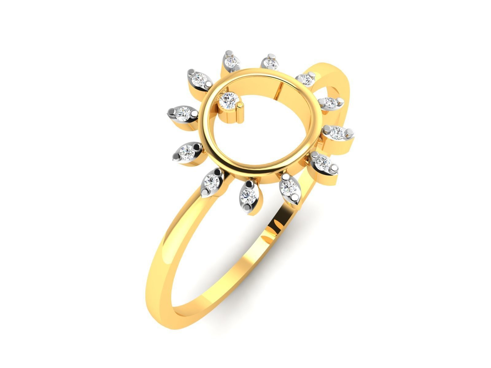 Ring-6119 diamond ring gold 3D print model_1