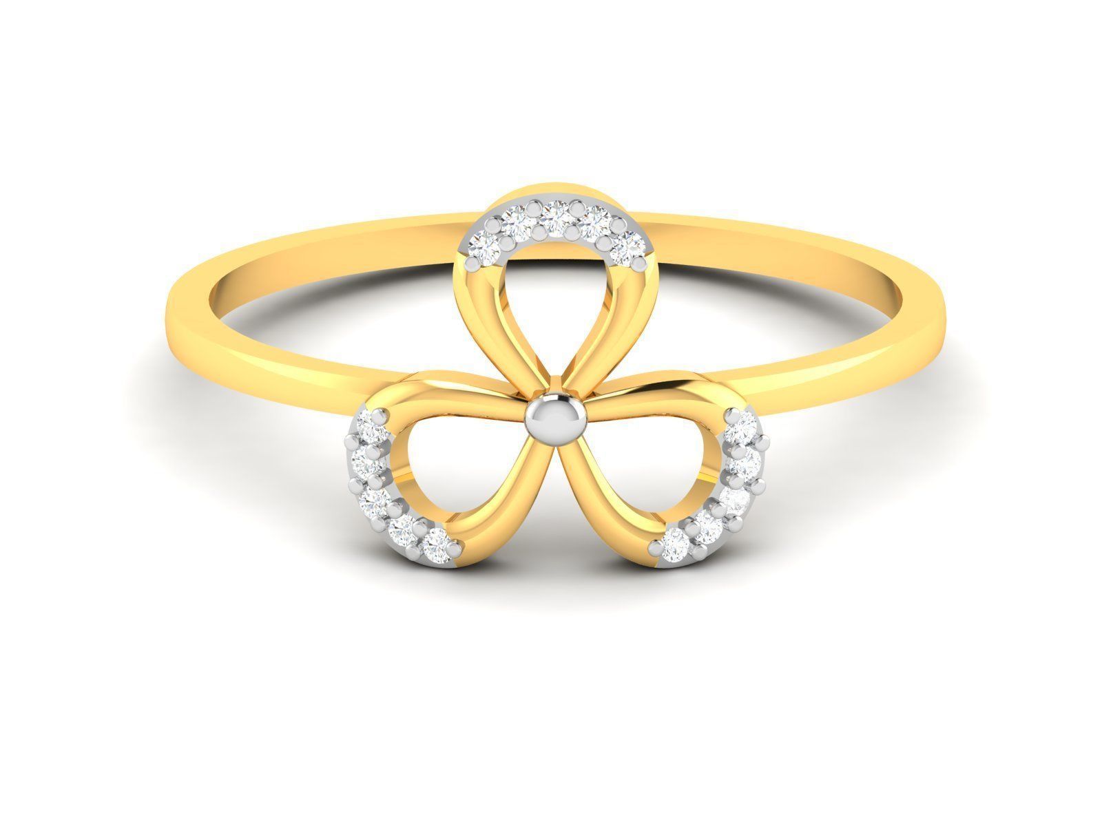 Ring-6115 clover diamond ring gold 3D print model_6