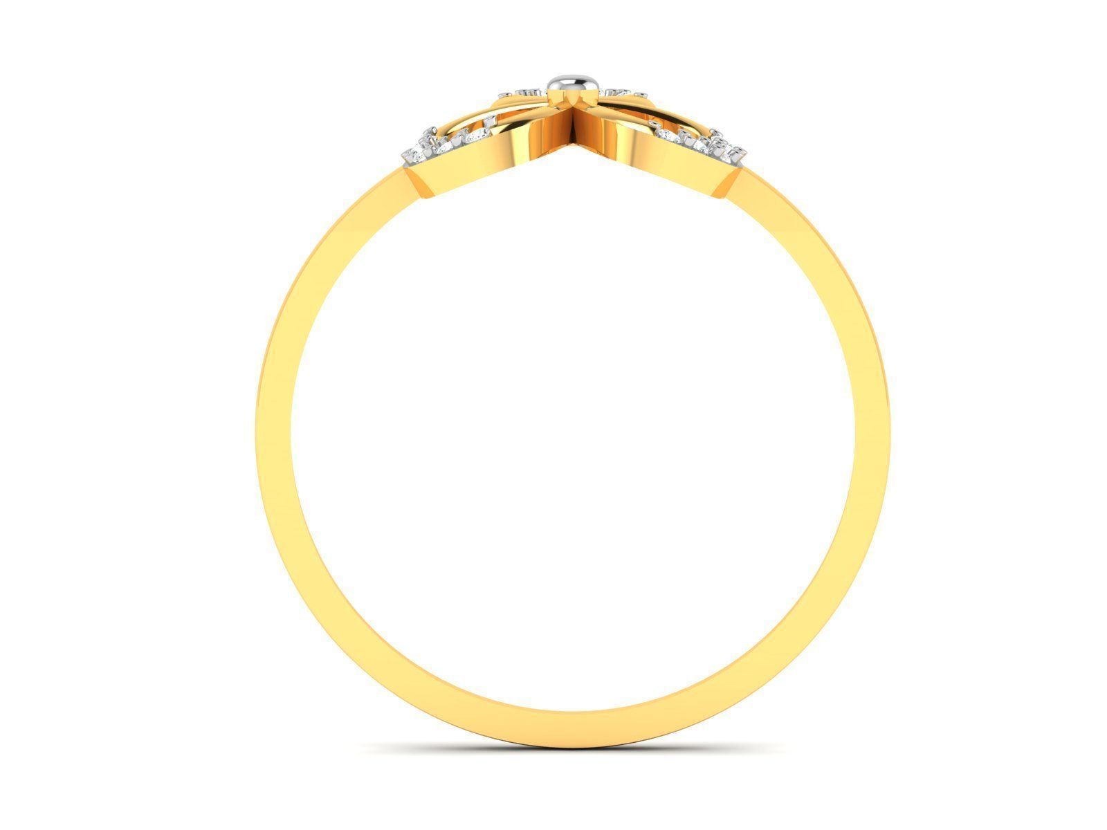 Ring-6115 clover diamond ring gold 3D print model_2