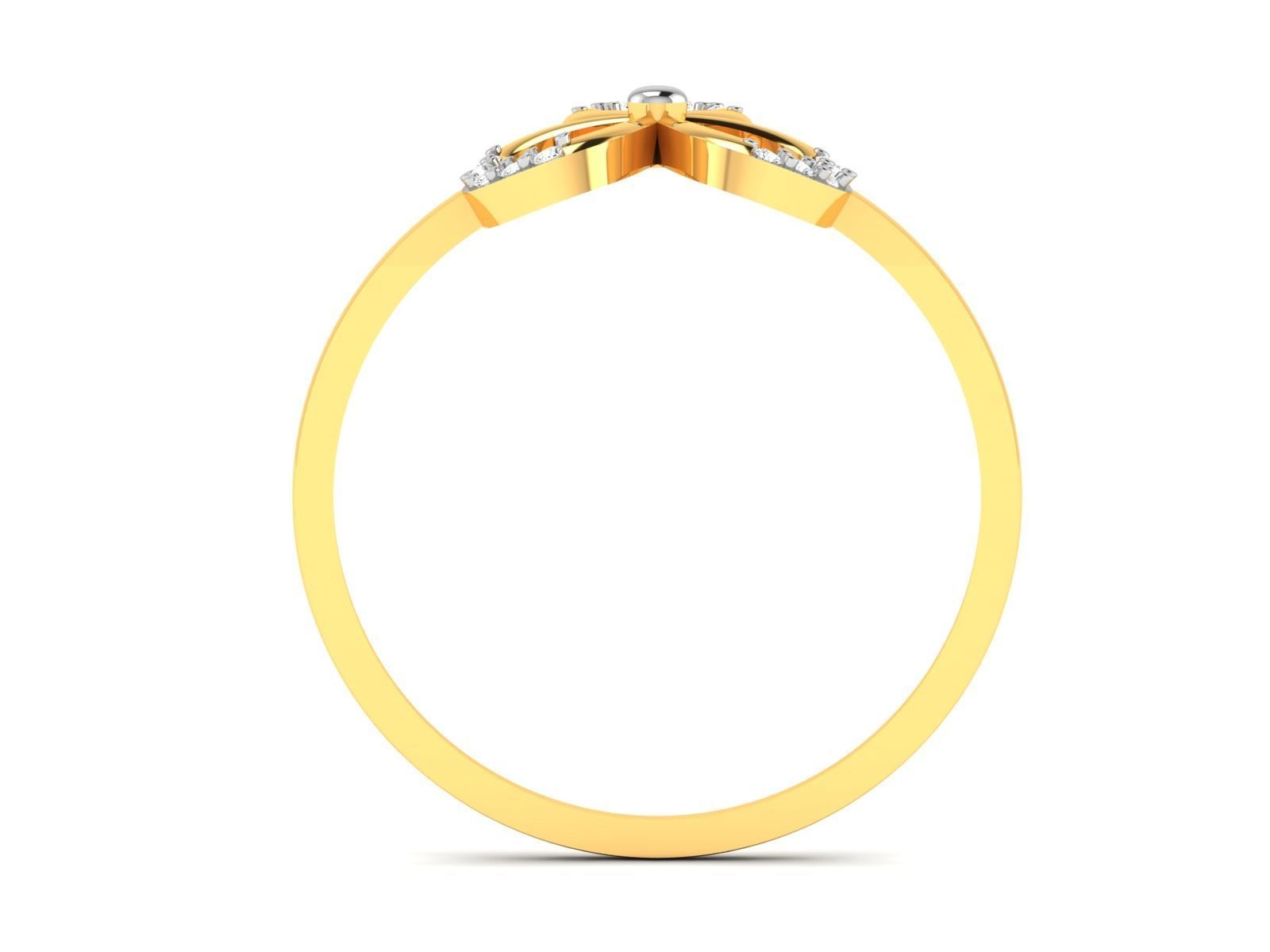 Ring-6115 clover diamond ring gold 3D print model_3