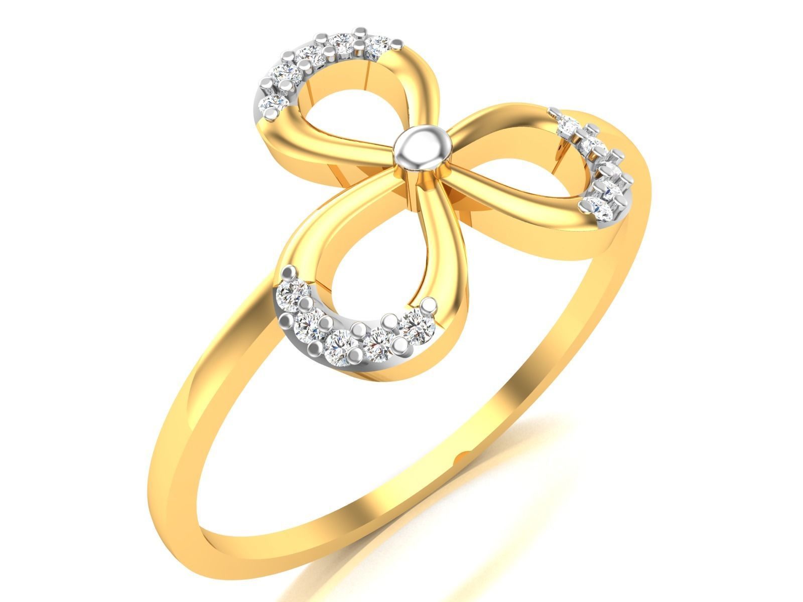 Ring-6115 clover diamond ring gold 3D print model_1