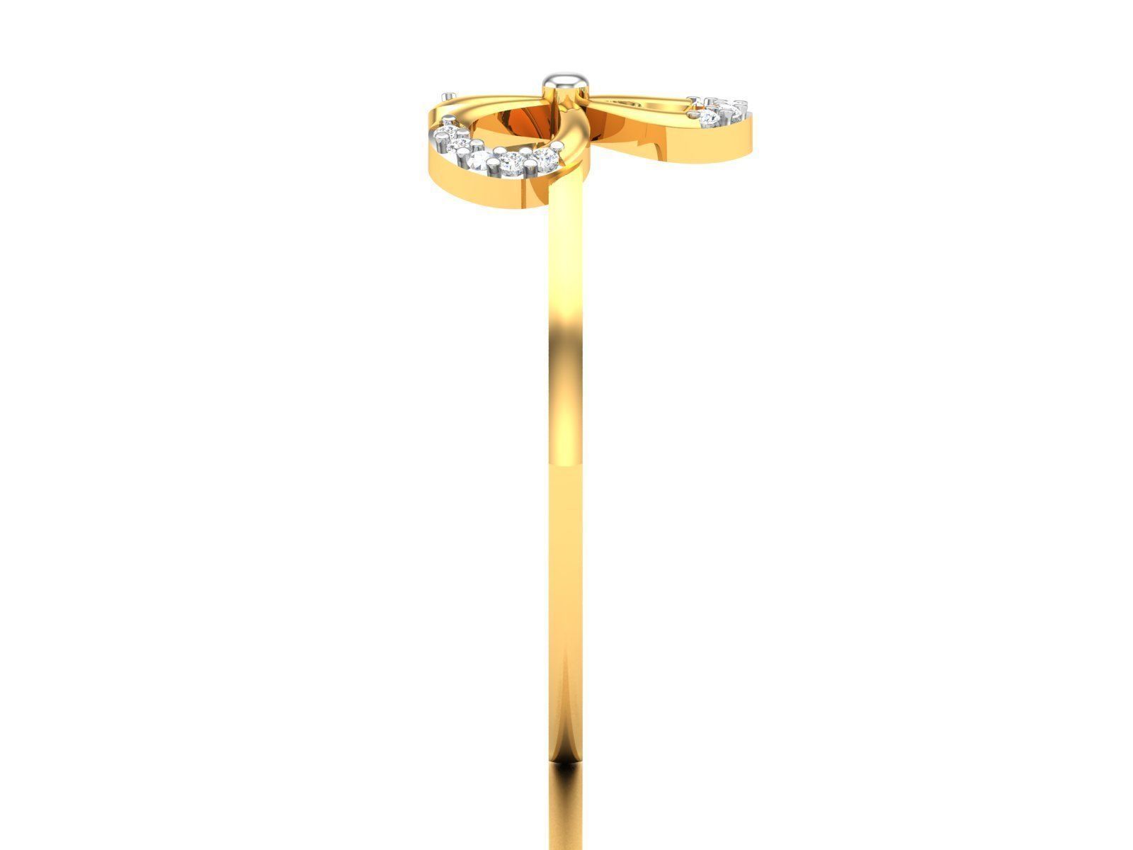 Ring-6115 clover diamond ring gold 3D print model_4