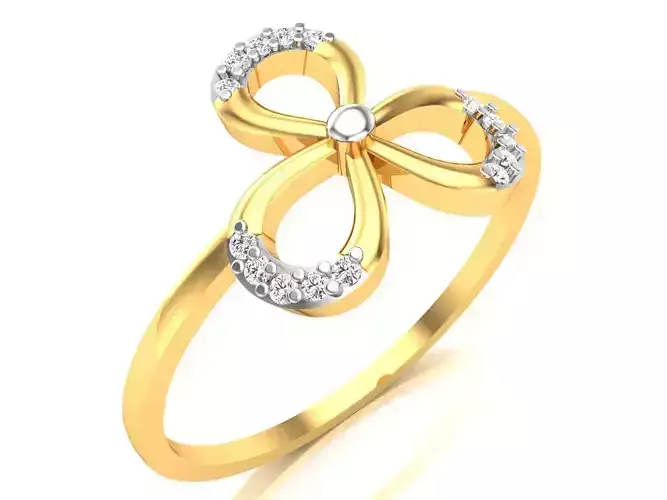 Ring-6115 clover diamond ring gold 3D print model