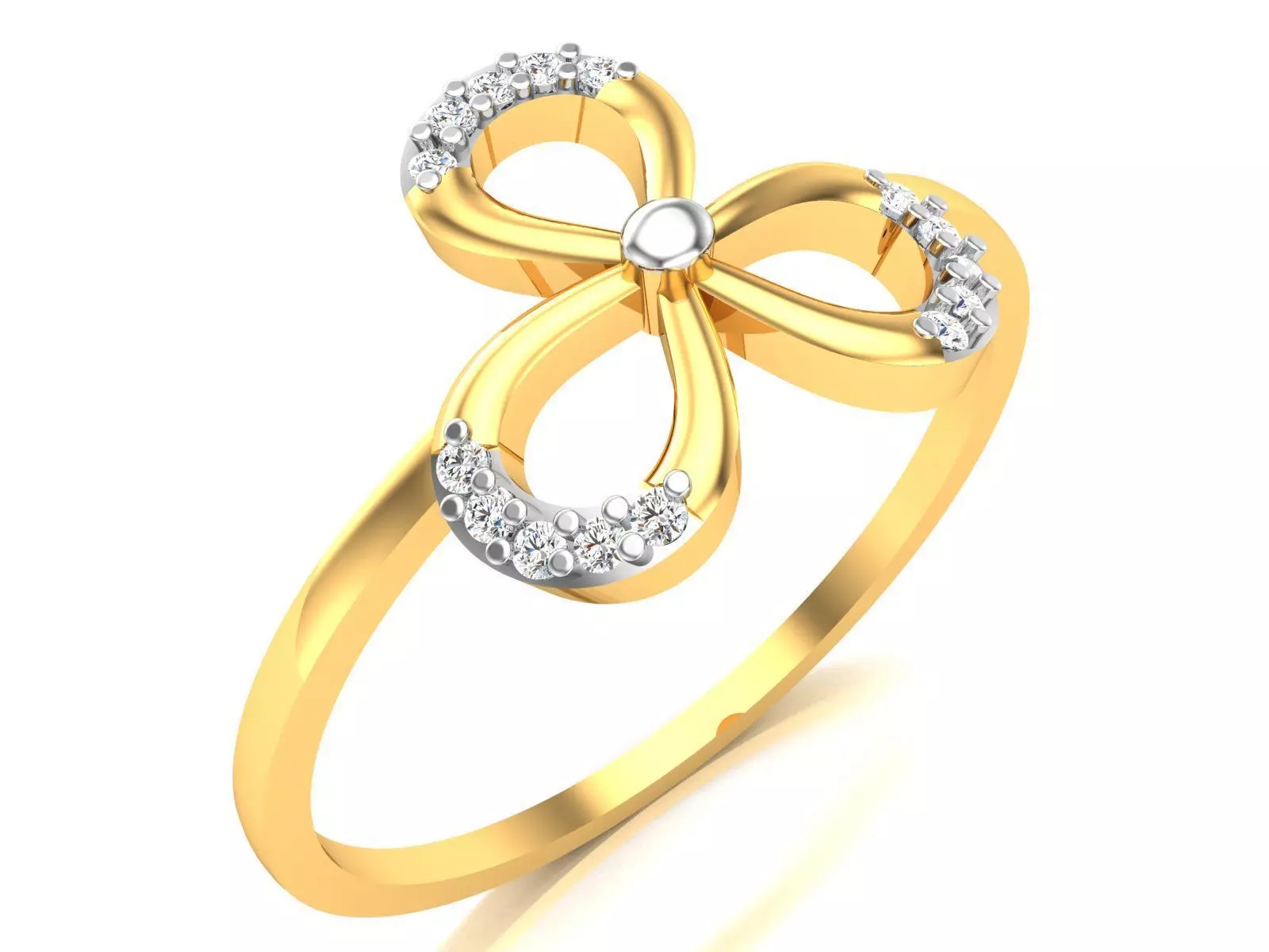 Ring-6115 clover diamond ring gold 3D print model_0