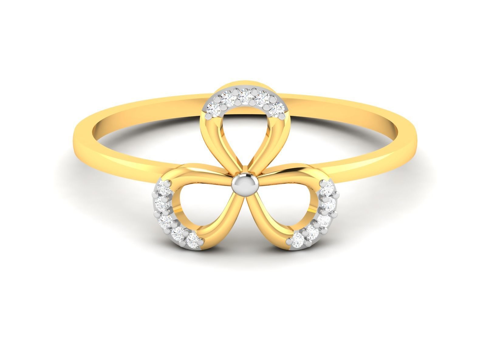 Ring-6115 clover diamond ring gold 3D print model_7