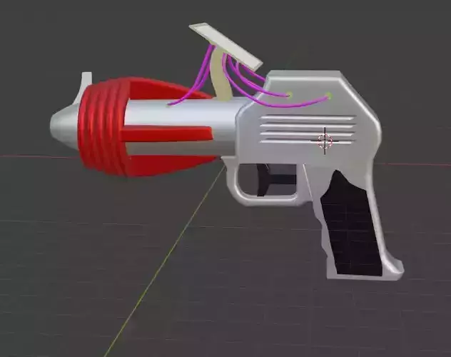 low poly gun with wires