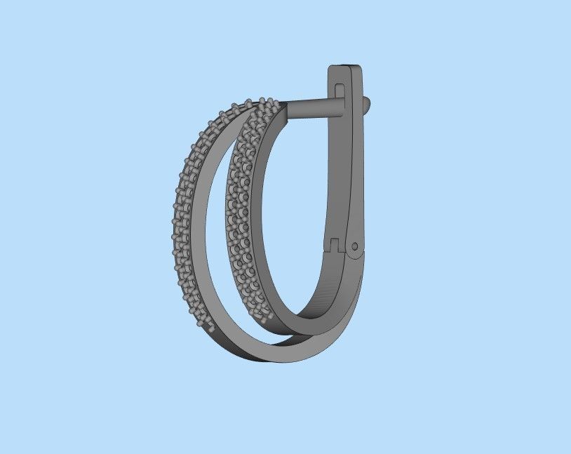 Women earrings with gems CAD 3dm stl 3D print model_4