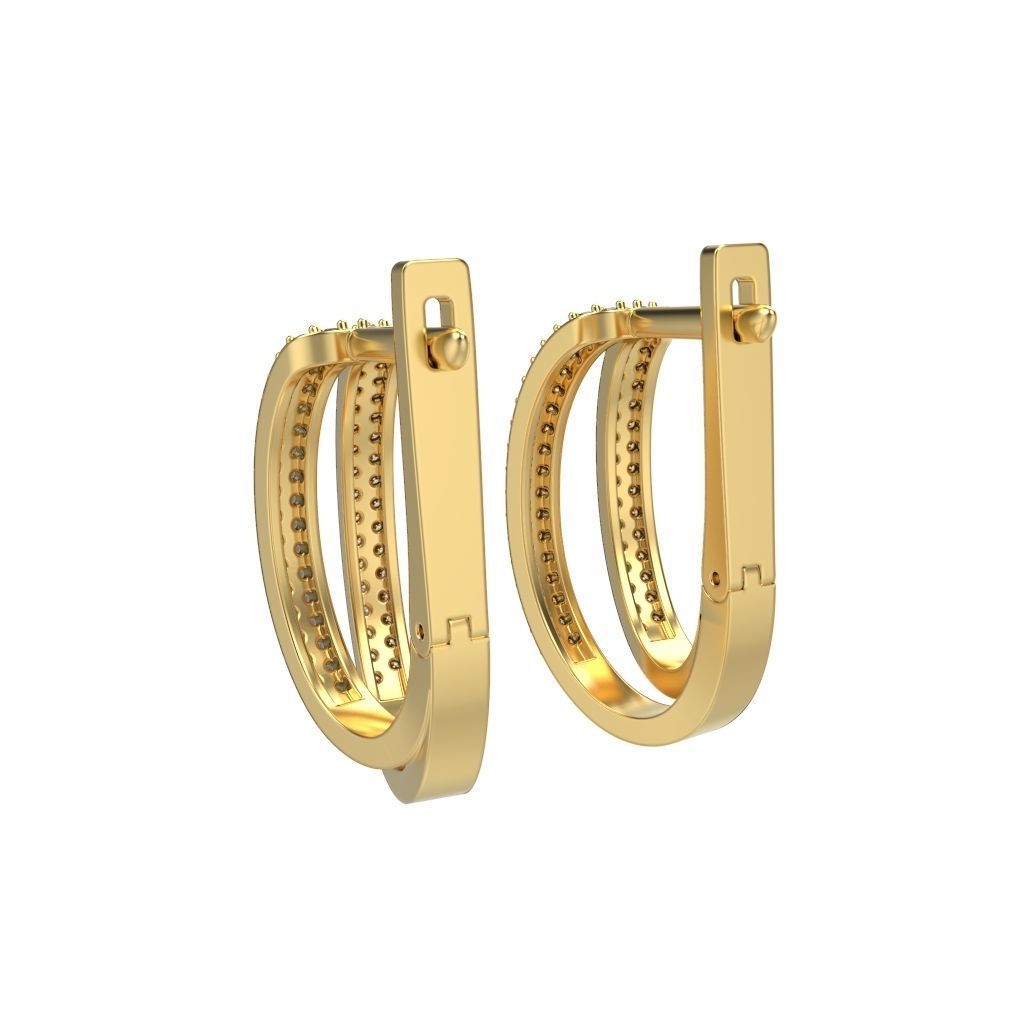 Women earrings with gems CAD 3dm stl 3D print model_29
