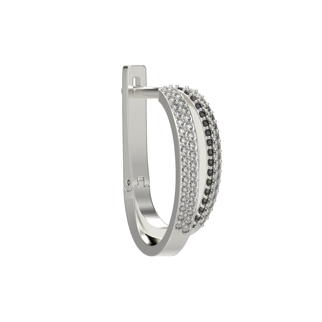 Women earrings with gems CAD 3dm stl 3D print model_12