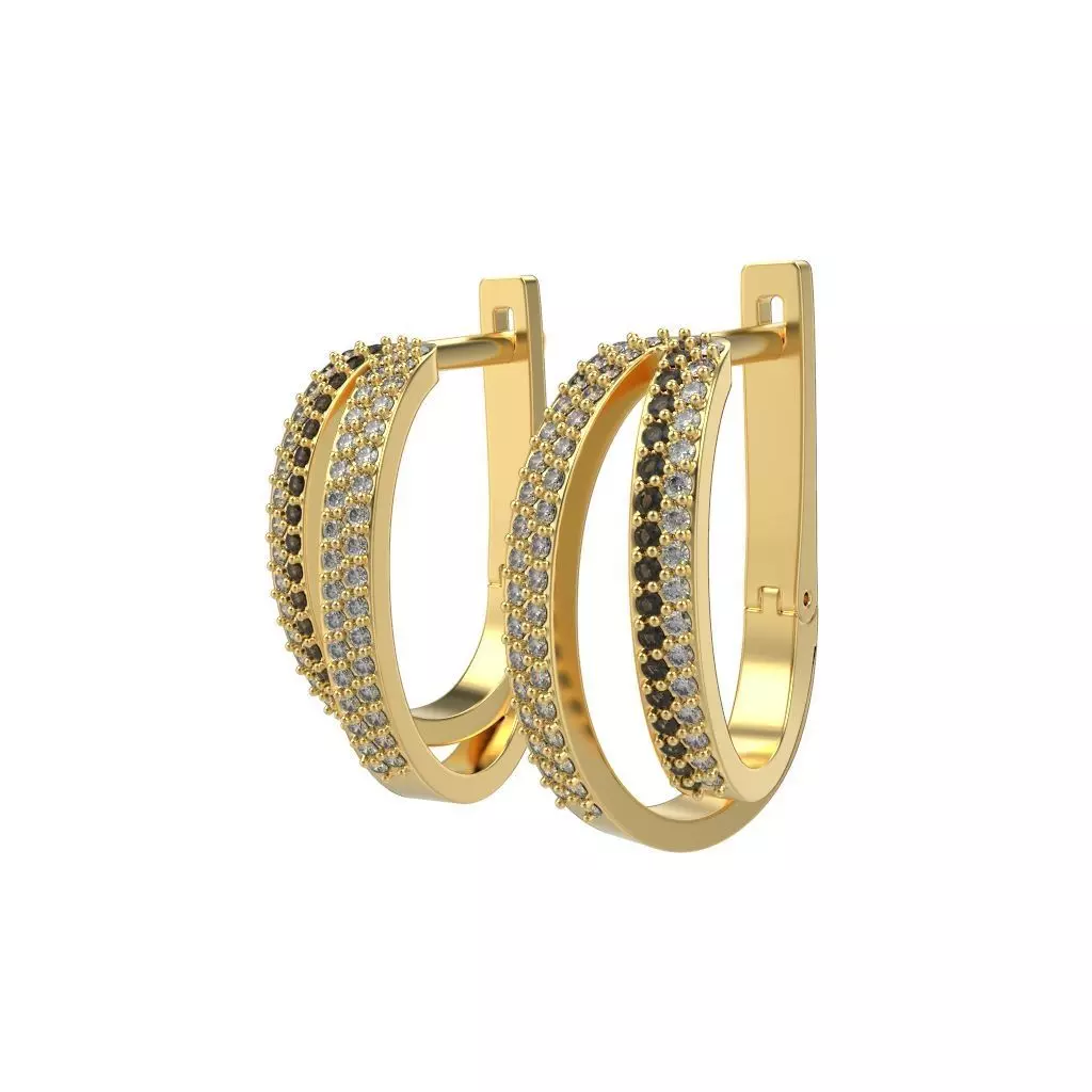 Women earrings with gems CAD 3dm stl 3D print model_0