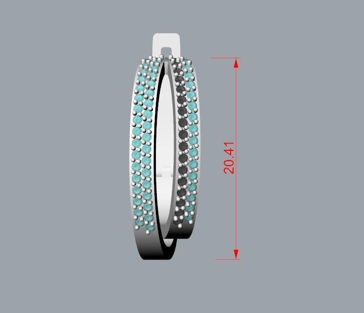 Women earrings with gems CAD 3dm stl 3D print model_2