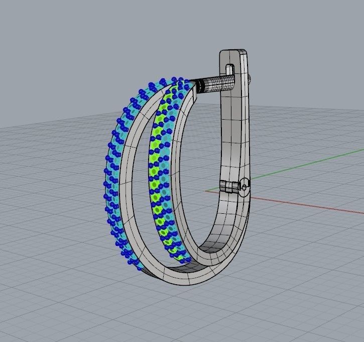 Women earrings with gems CAD 3dm stl 3D print model_36