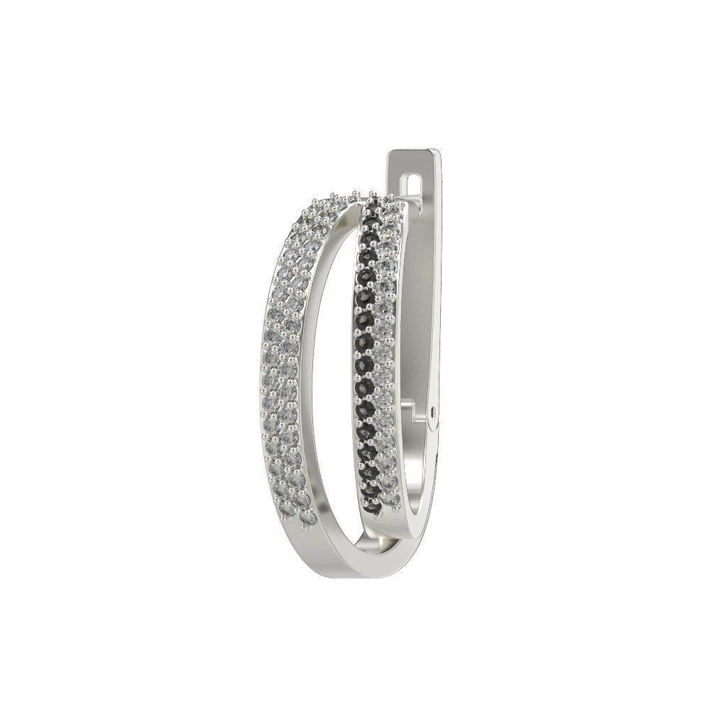 Women earrings with gems CAD 3dm stl 3D print model_6