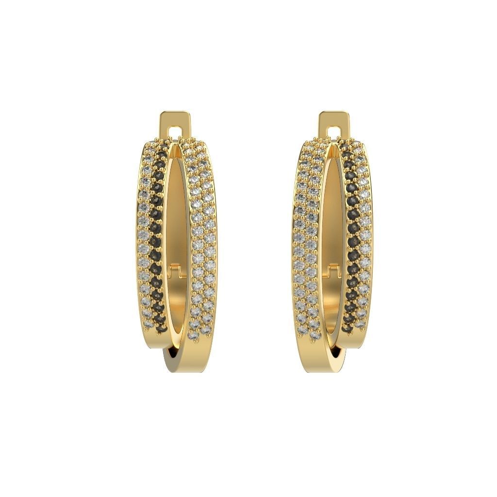 Women earrings with gems CAD 3dm stl 3D print model_1