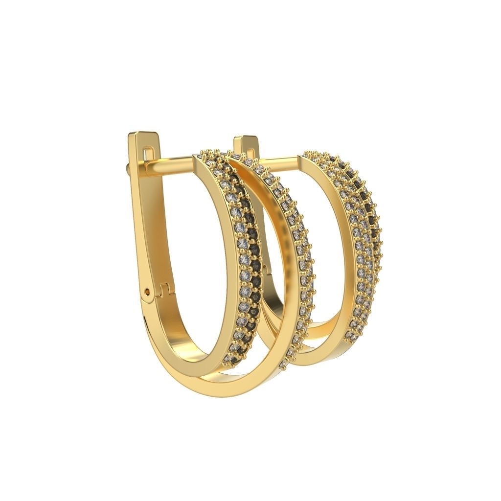 Women earrings with gems CAD 3dm stl 3D print model_28