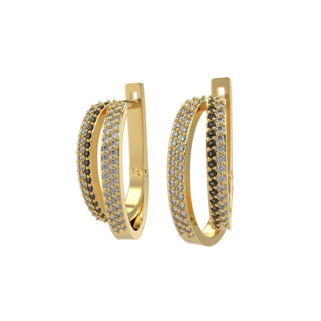 Women earrings with gems CAD 3dm stl 3D print model_30