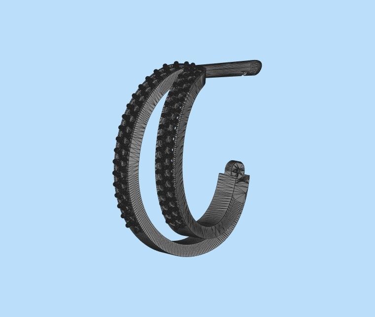 Women earrings with gems CAD 3dm stl 3D print model_41