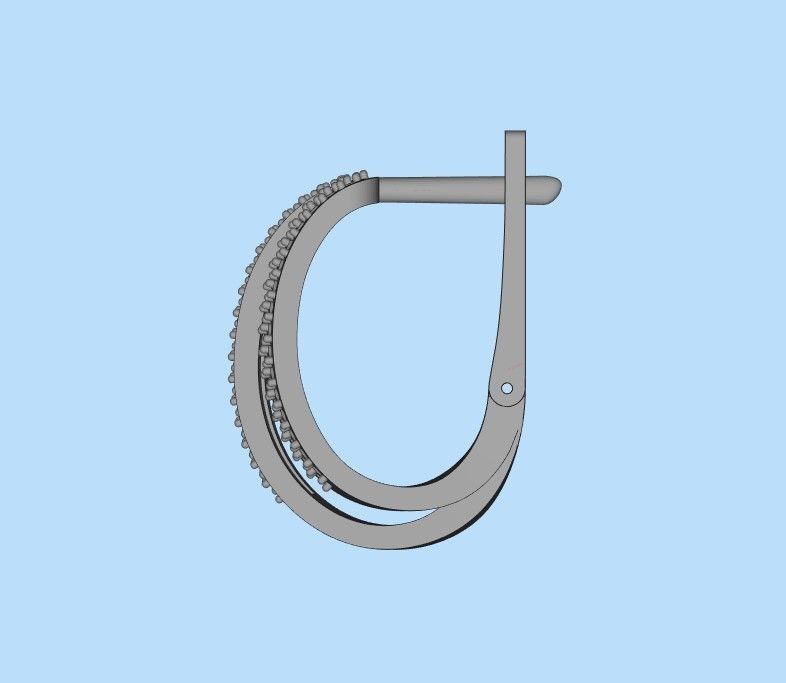 Women earrings with gems CAD 3dm stl 3D print model_35