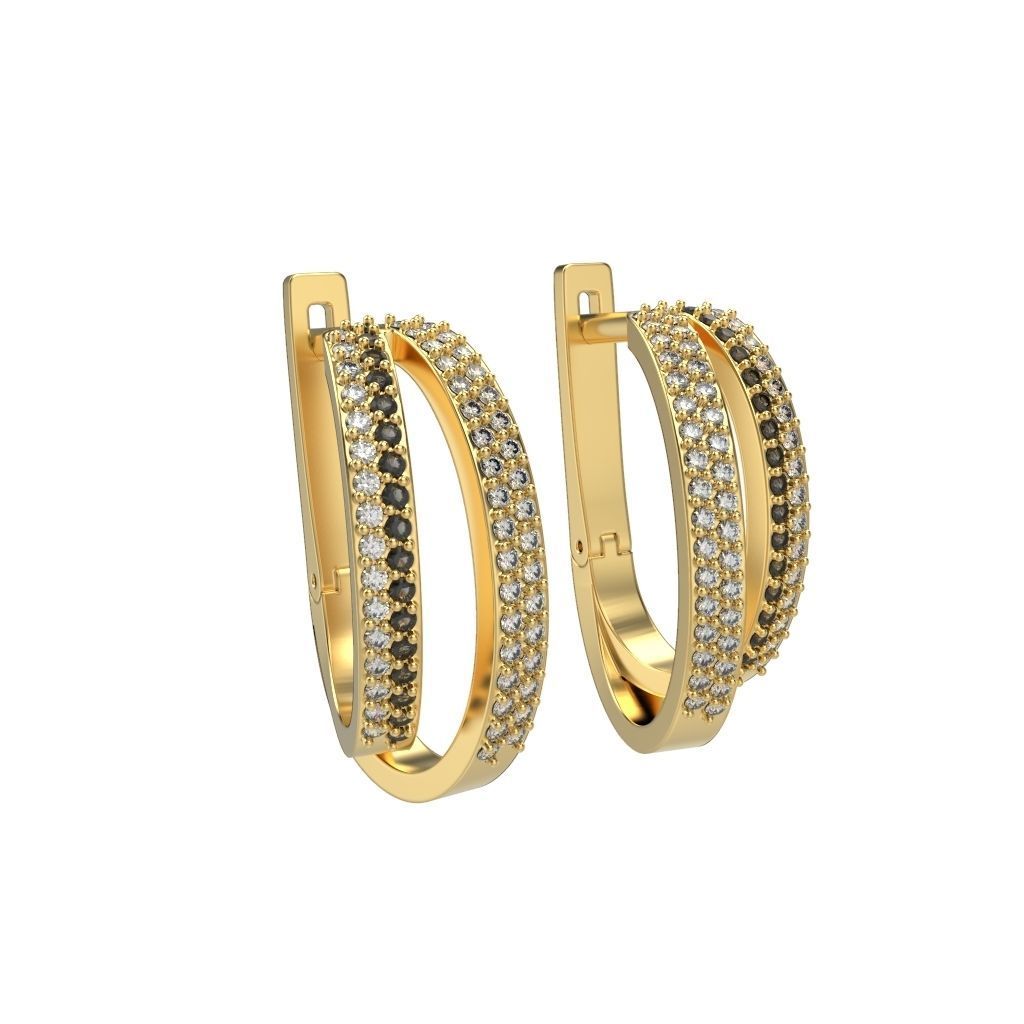 Women earrings with gems CAD 3dm stl 3D print model_27
